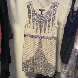 BCBG off white beaded dress Size Small